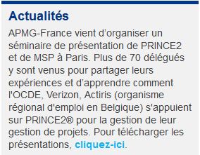 Evenement APMG à Paris en Mars 2011
