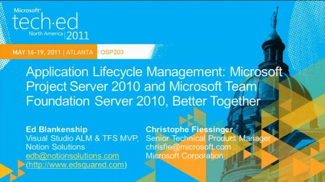 Application Life Cycle Management MS Project Server et MS Team Foundation Server